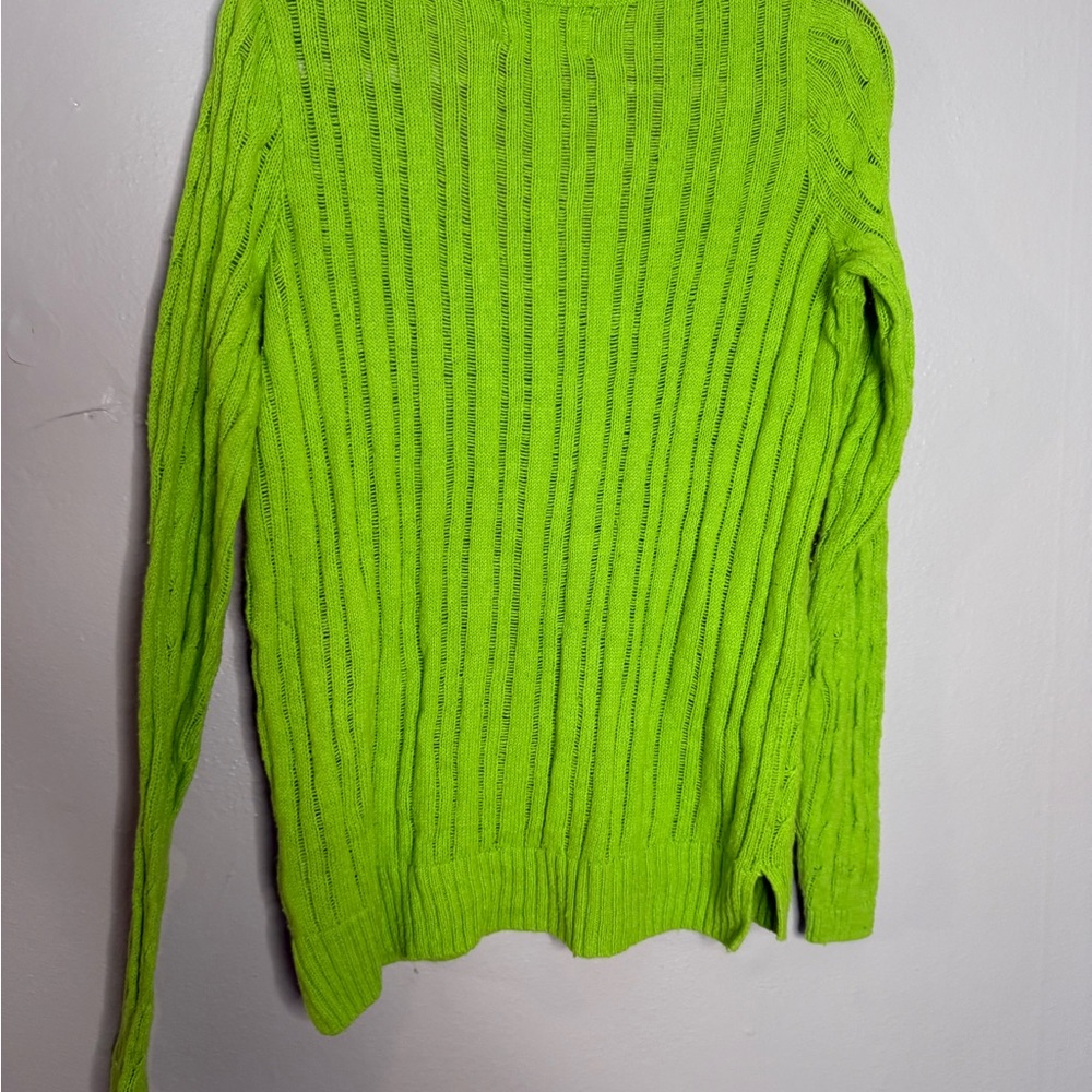 Hollister Y2k‎ vibrant green rabbit hair blend cable knit sweater - Picture 8 of 8